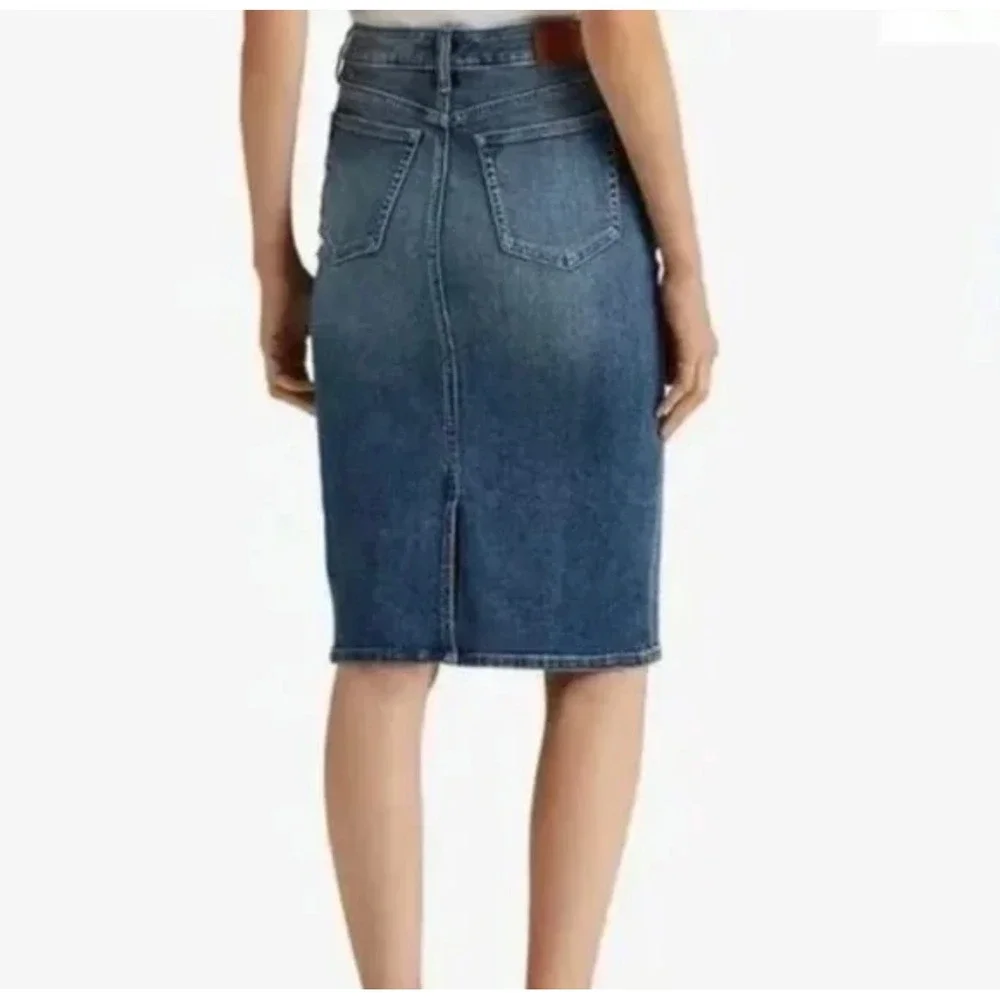 Ralph Lauren‎ Black Label Stretch Straight Pencil Denim Jean Skirt Size 12